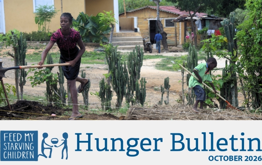 Dominican Republic children gardening, agriculture, Feed My Starving Children 2026 October, christian nonprofit
